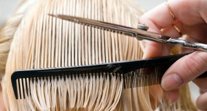 Blonde woman at hair saloon